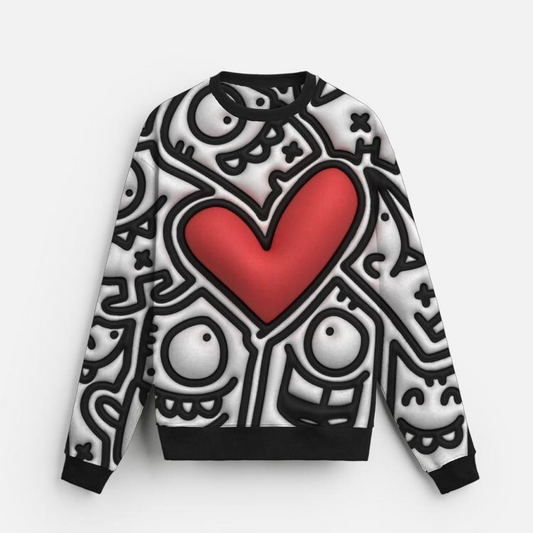 Doodle Rush | Heart Pop | Monochrome Madness | Sweatshirt