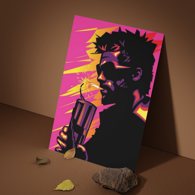 Sunglasses Cigarette Chaos | A3 Metal Poster | Spiky Energy