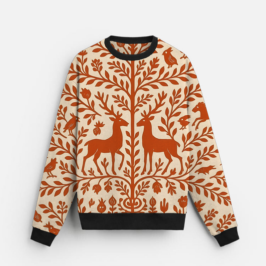 FolkRoots | NatureHarmony | TimelessCraft | Cream Sweatshirt