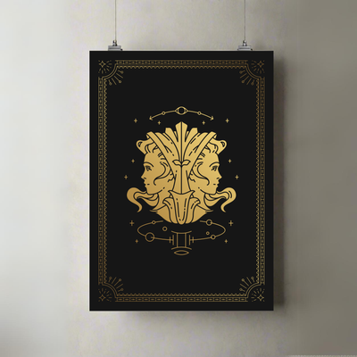 Gemini Duality | A3 Poster | Gold Border Tarot