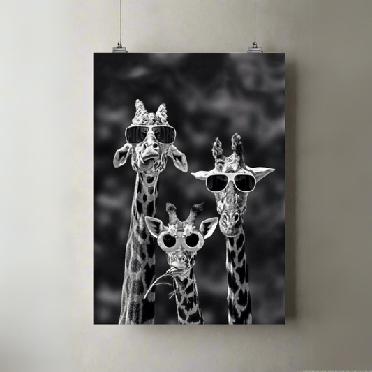 Giraffe | Glasses | Premium A3 Poster