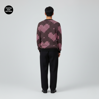 Heart Knit Pop | Cozy Love Print | Winter Mood | Unisex Sweatshirt