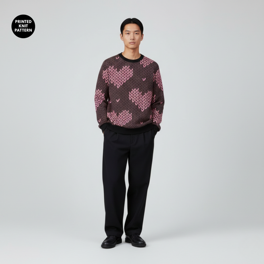 Heart Knit Pop | Cozy Love Print | Winter Mood | Unisex Sweatshirt