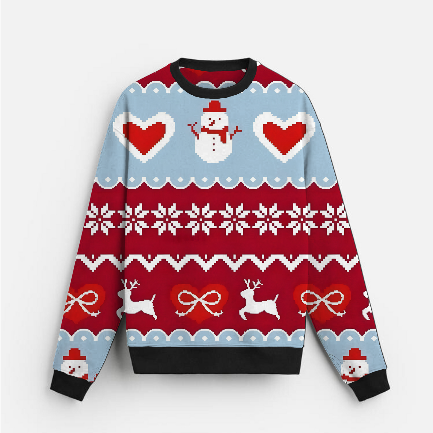 Heartfelt Winter Knit | Snowman & Love | Red Blue | Unisex Sweatshirt