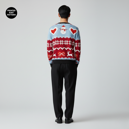 Heartfelt Winter Knit | Snowman & Love | Red Blue | Unisex Sweatshirt