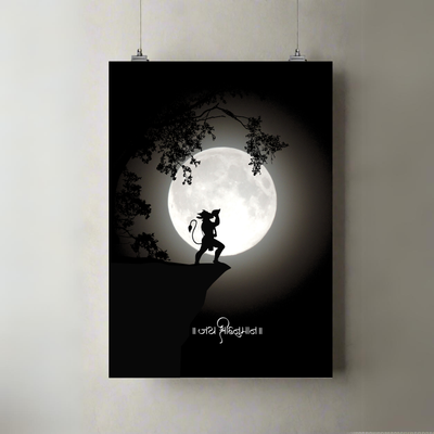 Moonlit Devotion | A3 Poster | Black & White Silhouette