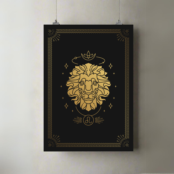 Leo | A3 Poster | Gold Crown & Mane