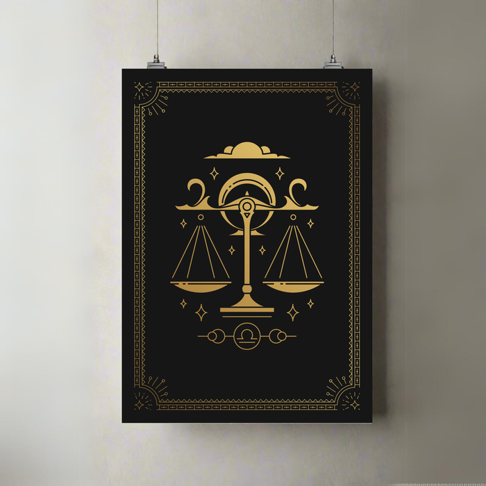 Libra Balance | Zodiac Poster | Gold & Black