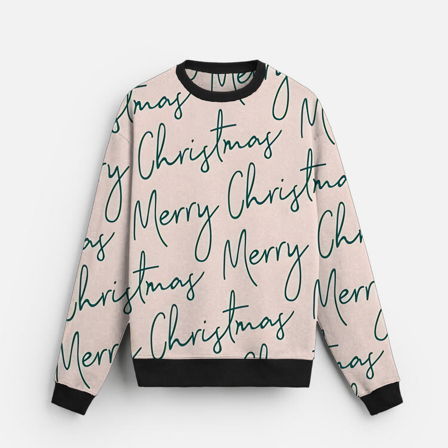 Merry Script Calm | Christmas Typography | Soft Beige | Unisex Sweatshirt