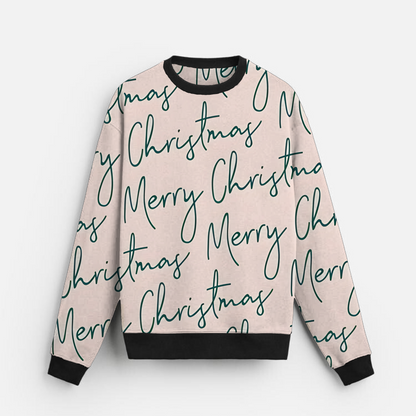 Merry Script Calm | Christmas Typography | Soft Beige | Unisex Sweatshirt