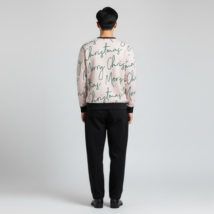 Merry Script Calm | Christmas Typography | Soft Beige | Unisex Sweatshirt