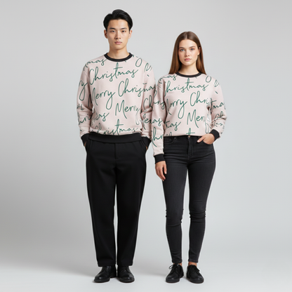 Merry Script Calm | Christmas Typography | Soft Beige | Unisex Sweatshirt