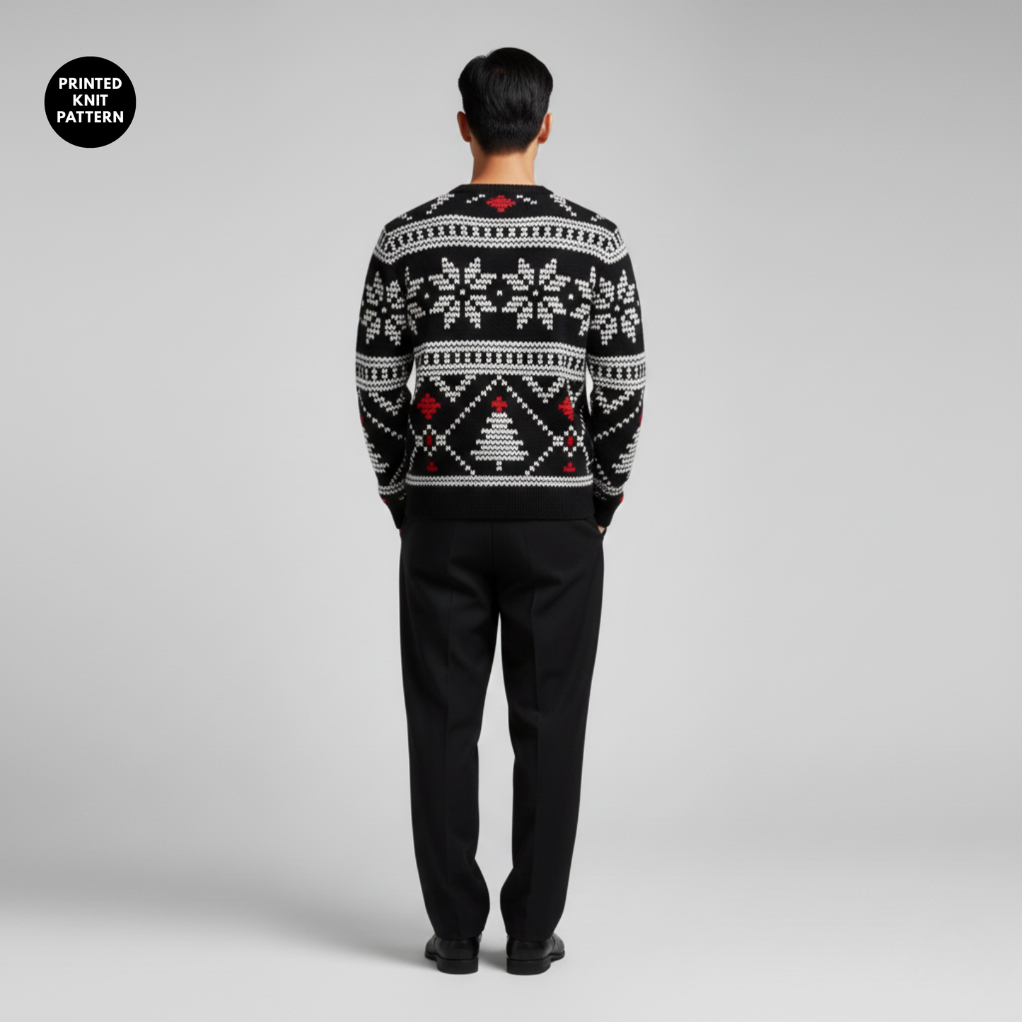 Midnight Festive Knit | Classic Holiday Pattern | Black Red White | Unisex Sweatshirt