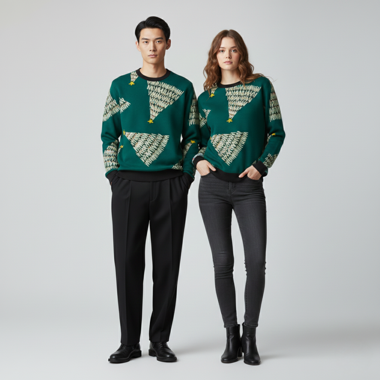 Minimal Tree Charm | Festive Icons | Deep Green | Unisex Sweatshirt