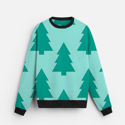Mint Forest Pop | Minimal Tree Print | Aqua Green | Unisex Sweatshirt
