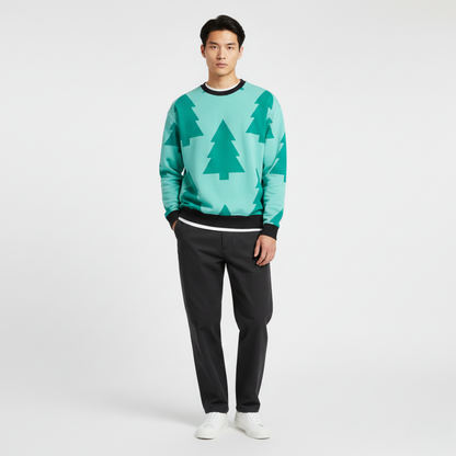 Mint Forest Pop | Minimal Tree Print | Aqua Green | Unisex Sweatshirt