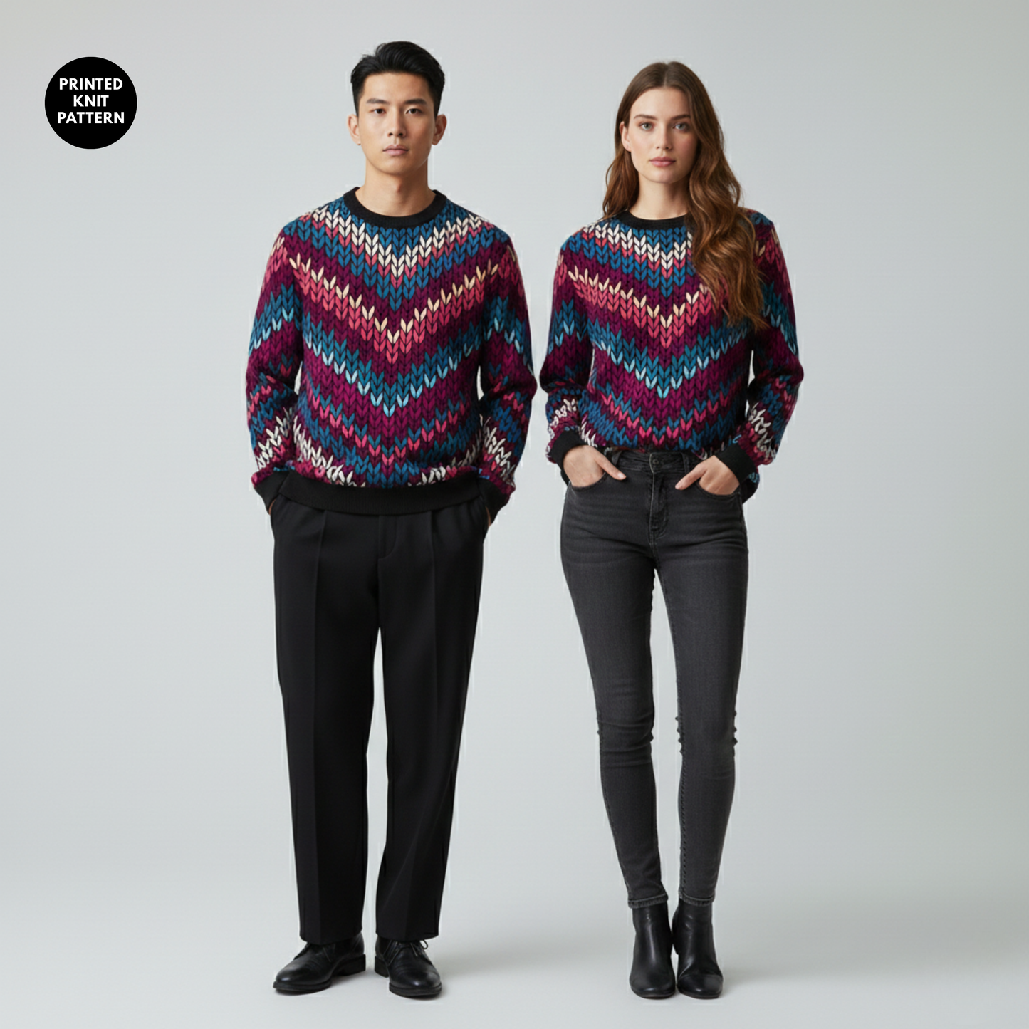 Neon Knit Pulse | Zigzag Rhythm | Berry Blue | Unisex Sweatshirt