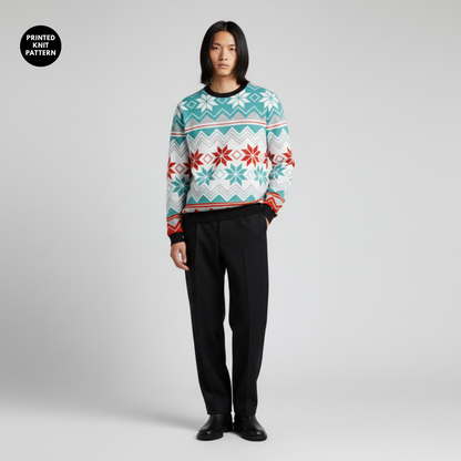 Nordic Teal | Fair Isle | Winter Pattern | Teal Sweatshirt