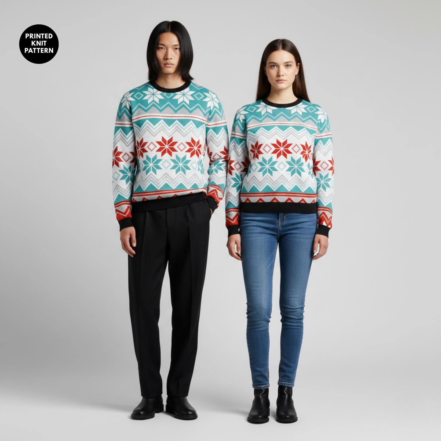 Nordic Teal | Fair Isle | Winter Pattern | Teal Sweatshirt