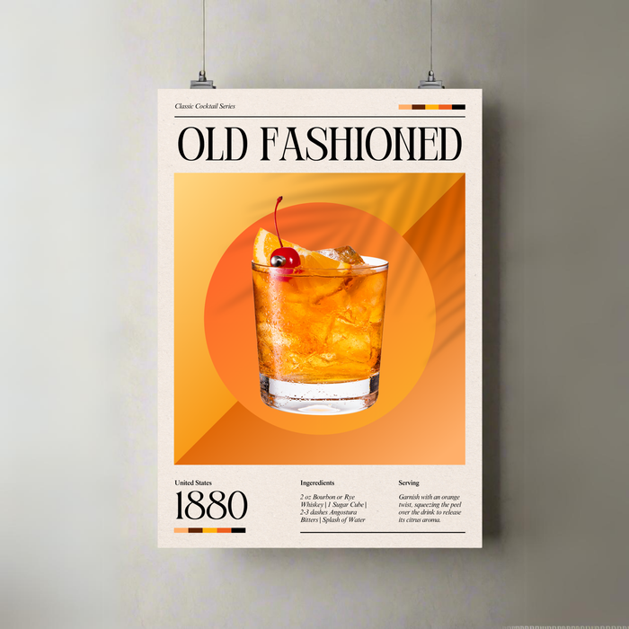 Old Fashioned | Cocktail Recipe Poster | A3