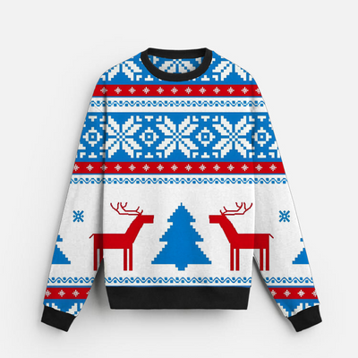 Festive Geometry | Sweatshirt | Red Blue Fair Isle