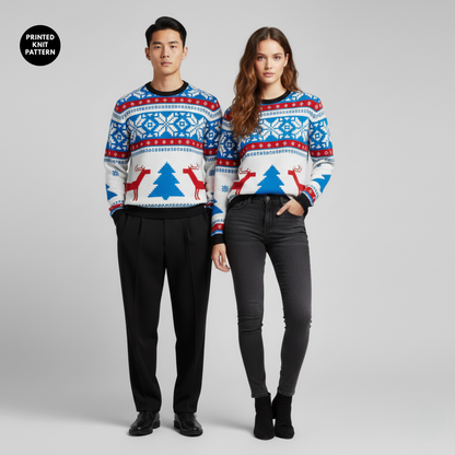 Classic Festive Knit | Holiday Icons | Red Blue White | Unisex Sweatshirt