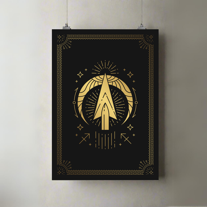 Gold Archer | A3 Poster | Geometric Zodiac