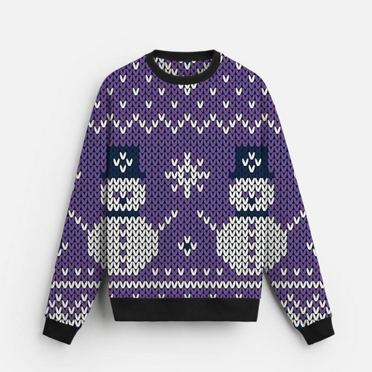 Snowman Knit Fun | Winter Cheer | Purple Pop | Unisex Sweatshirt
