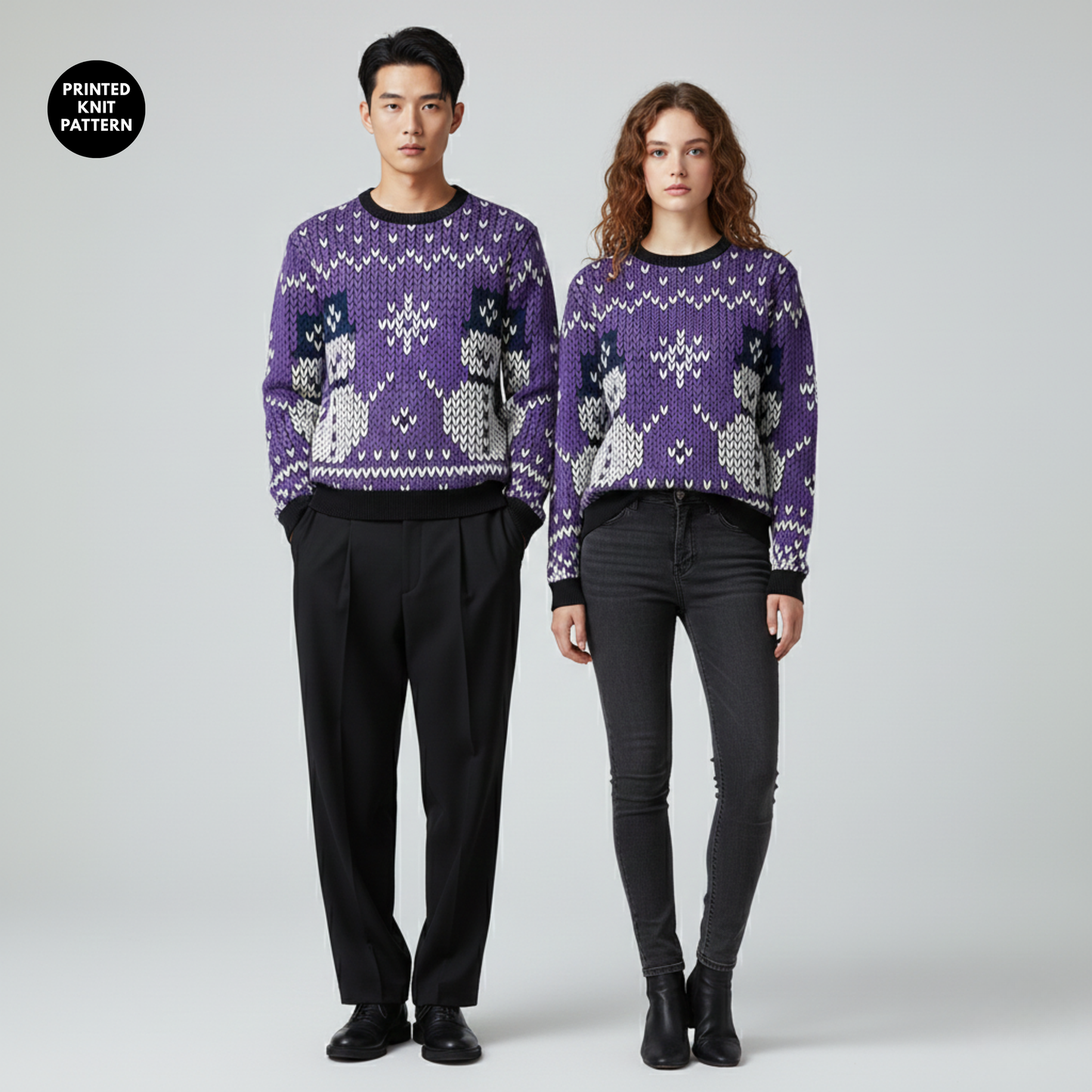 Snowman Knit Fun | Winter Cheer | Purple Pop | Unisex Sweatshirt
