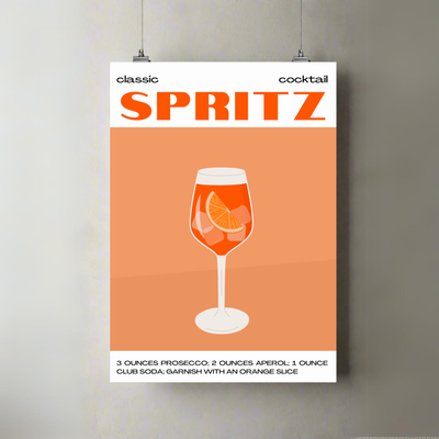 Spritz | Cocktail Art Poster A3 | Vibrant Bar Aesthetic