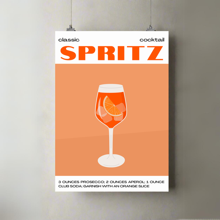 Spritz | Cocktail Art Poster A3 | Vibrant Bar Aesthetic