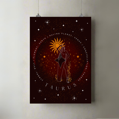 Taurus | A3 Poster | Golden Sun & Stars