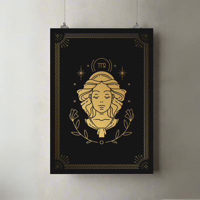 Cosmic Confidence | Virgo Poster | Gold & Black
