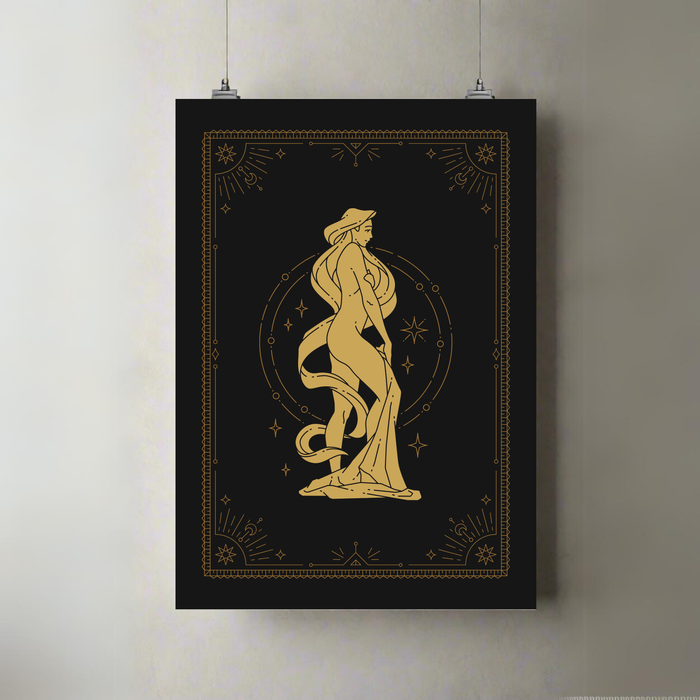 Virgo | A3 Poster | Gold Zodiac Illustration