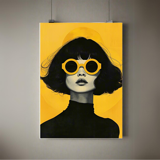 Women in Yellow Sunglasses | Premium A3 Posters