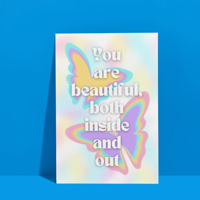 Butterfly Bloom Affirm | A3 Poster | Rainbow Text