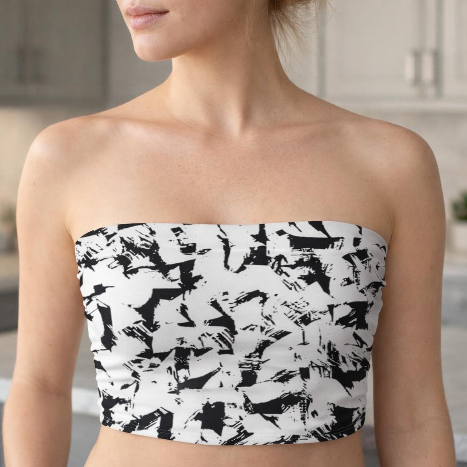 Mono Chaos | Tube Top | Black & White · front view