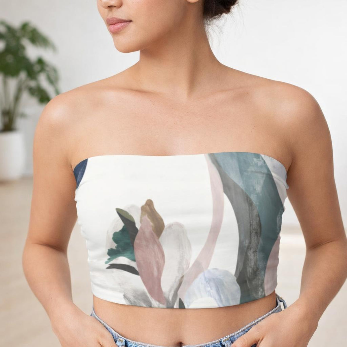 Pastel Petal | Tube Top | Abstract Floral · front view