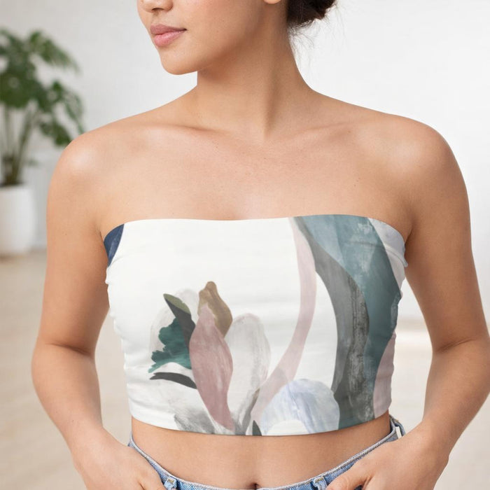 Pastel Petal | Tube Top | Abstract Floral · front view