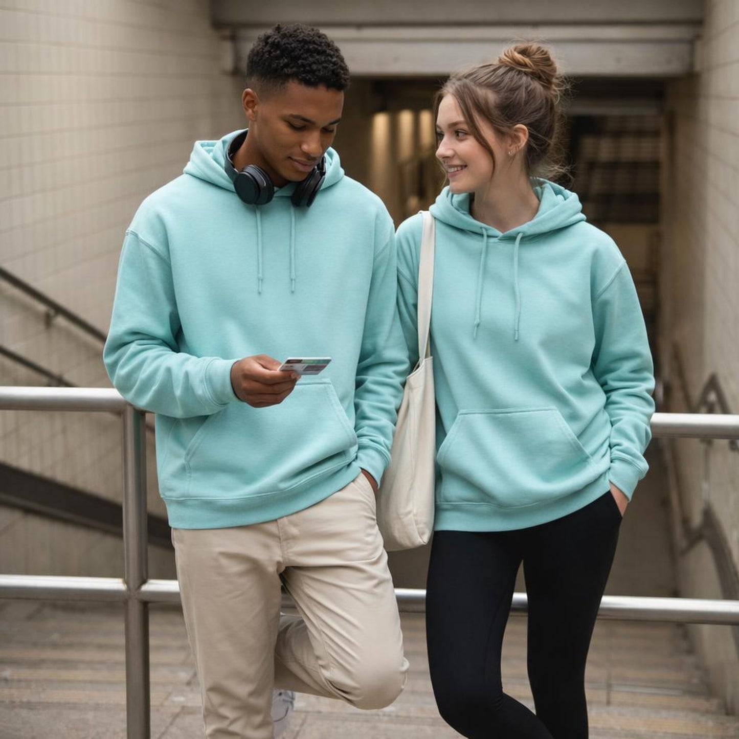 Mint Void Starer | Hoodie | Light Blue Solid — design detail