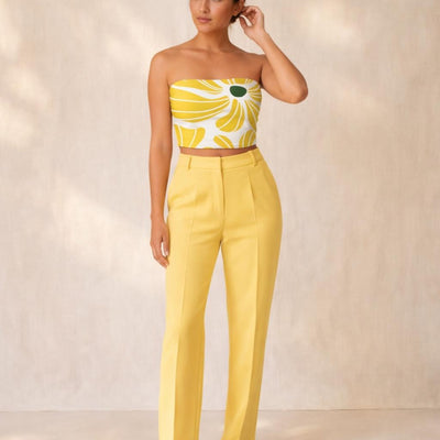Golden Bloom | Tube Top | Yellow Floral — front view
