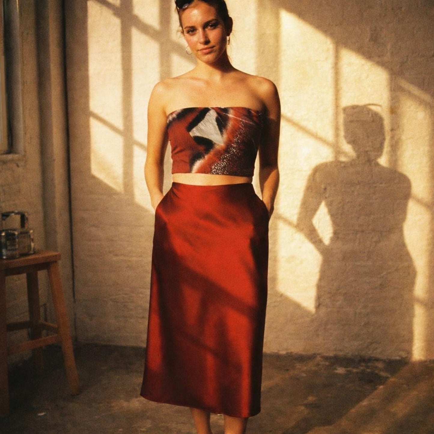 Crimson Wing | Tube Top | Abstract Texture — lifestyle