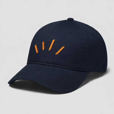 Wave Stitch | Baseball Cap | Navy Orange Embroidered · front view