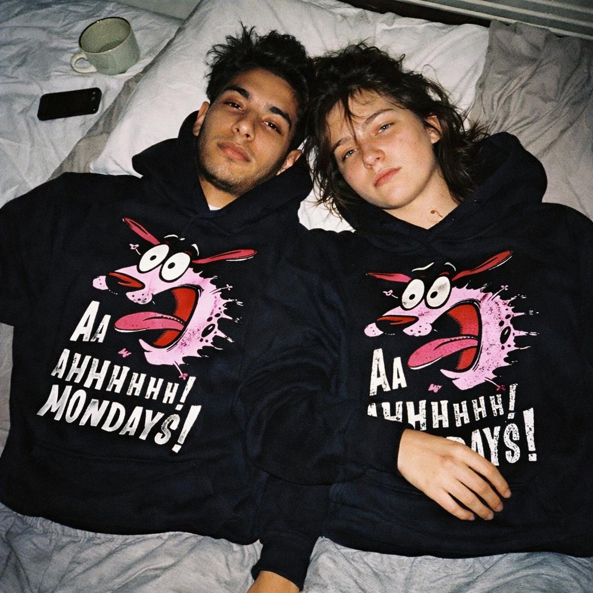 Aahhh! It's Monday | Hoodie | Pink Bunny Graphic — front view