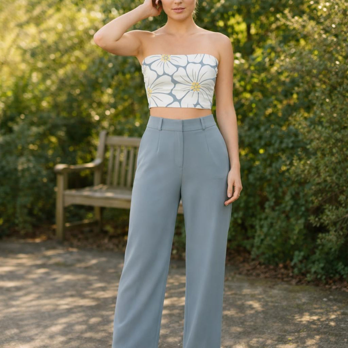 Soft Bloom Mist | Tube Top | White Florals · front view