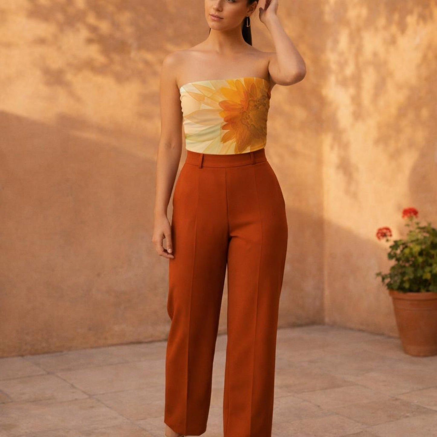Amber Bloom | Tube Top | Abstract Floral — front view