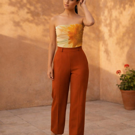 Amber Bloom | Tube Top | Abstract Floral — front view