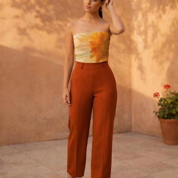 Amber Bloom | Tube Top | Abstract Floral — front view