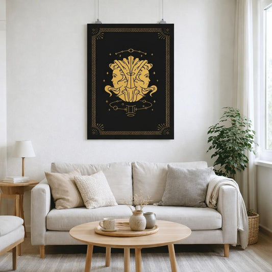 Gemini Duality | Poster | Gold Border A3 — front view