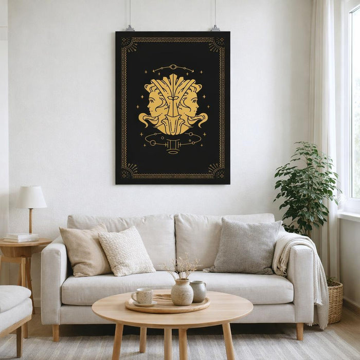 Gemini Duality | Poster | Gold Border A3 — front view